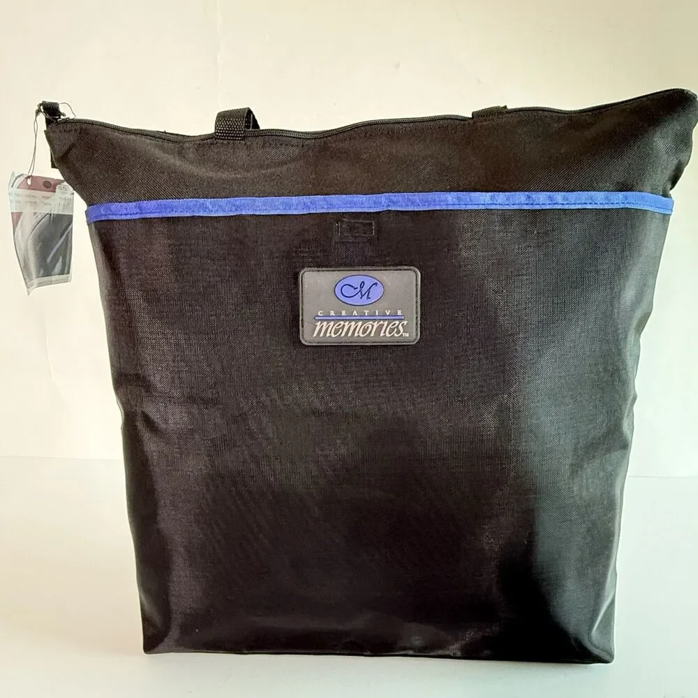 CREATIVE MEMORIES Black Nylon & Mesh Project Tote Bag Scrapbooking Crafting- NWT